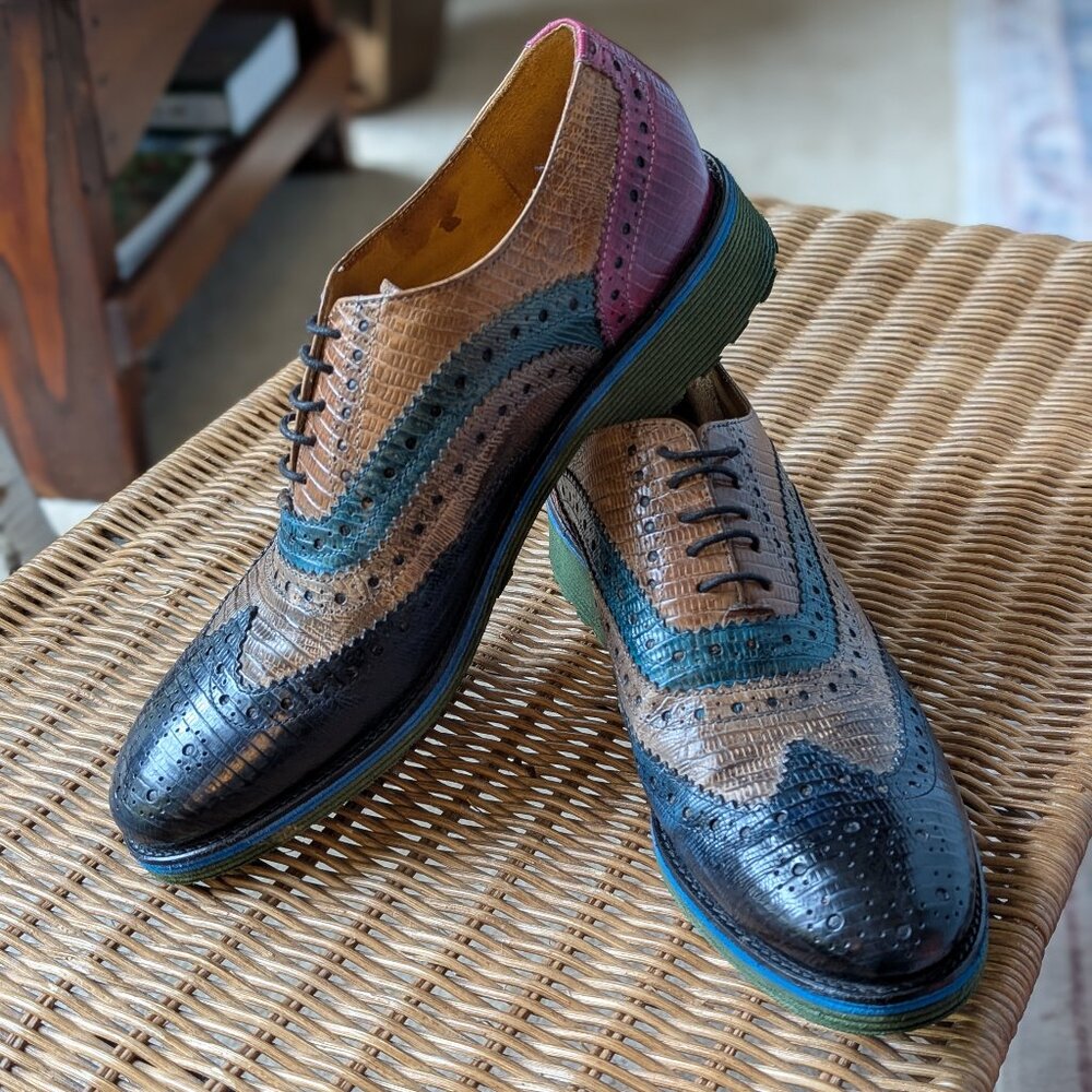 Melvin & Hamilton Colorful Leather Lace-Up Oxford Size 9.5 "Amelie" EUC Women's